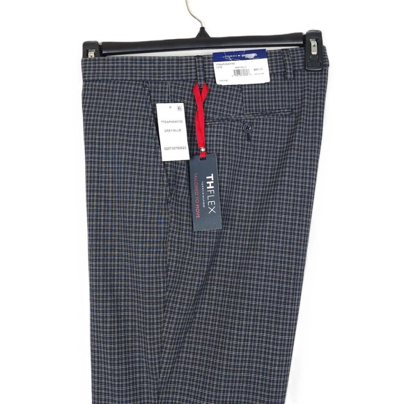 Tommy Hilfiger Men's Modern-Fit Stretch Dress Pants Grey/Blue Check 36x32 NWT - Picture 1 of 4